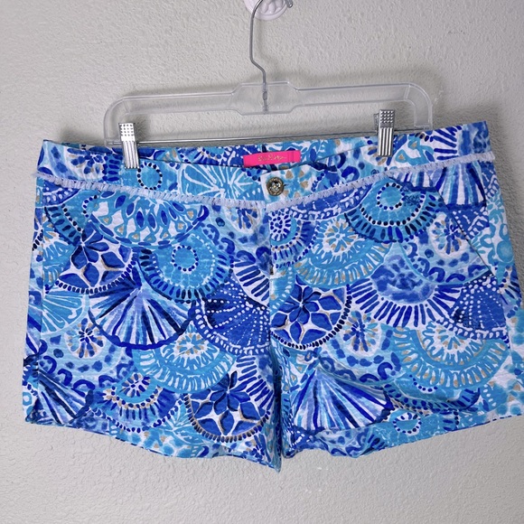 Lilly Pulitzer Adie Shorts in the Seasalt Blue in parade pattern 14 - Picture 2 of 8